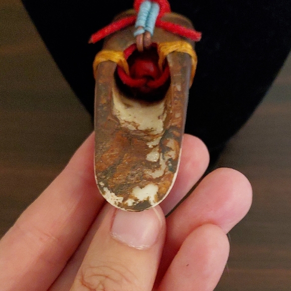 Handcrafted Bone Pendant Necklace with Red Accent - Picture 9 of 9